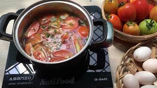 Soup tomato recipe is very simple, fast , cheap ingredients