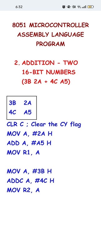 8051 program | Addition of two 16 bit numbers | ECT 206 #ktutuition # ...
