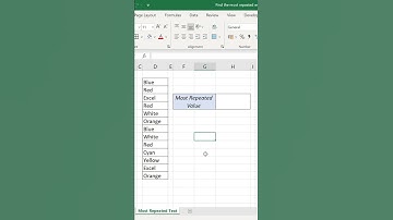 Excel formula to Find the most repeated text or number