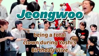 Jeongwoo being a total clown during Yoshi's birthday vlive