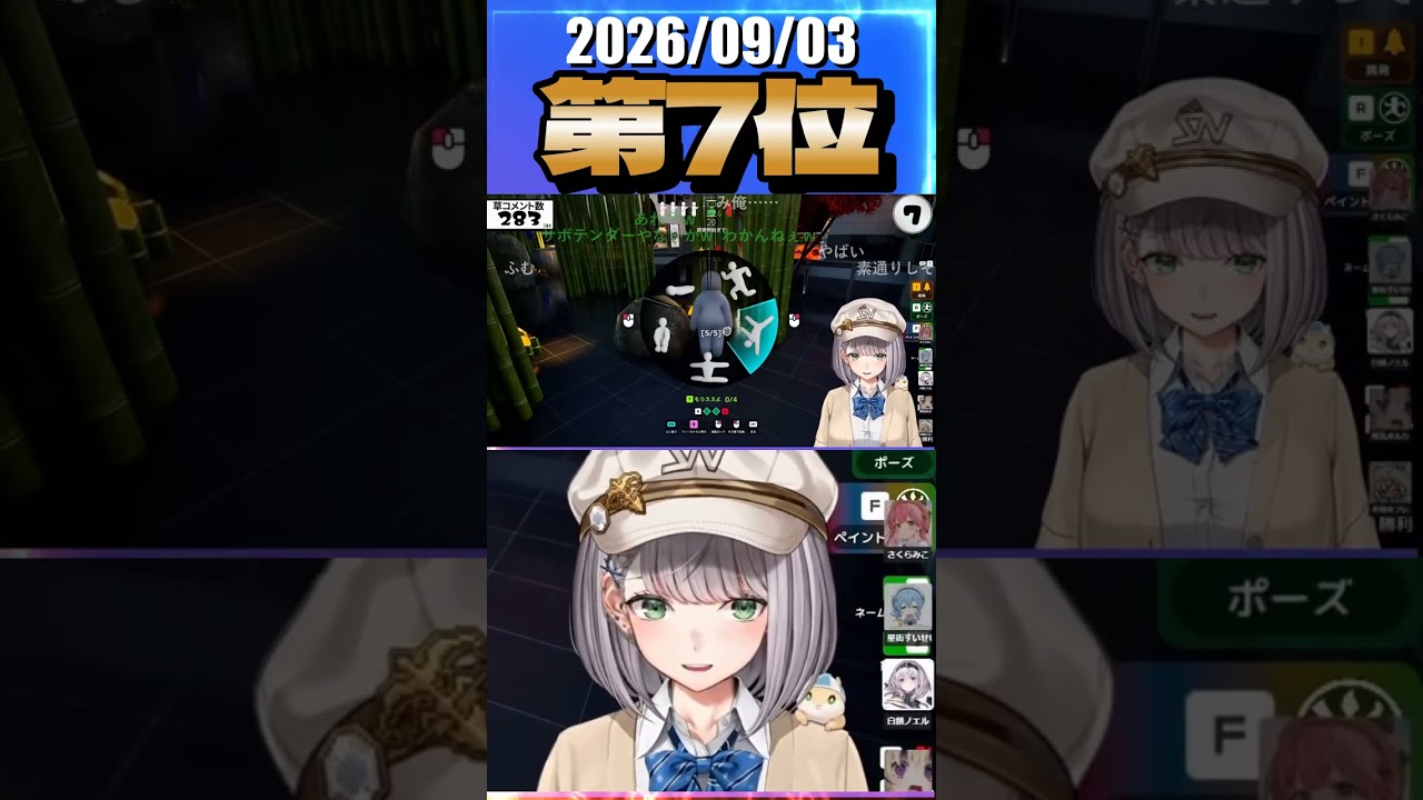 9/3 草コメント数ランキング第7位 #白銀ノエル 0時間26分ごろ