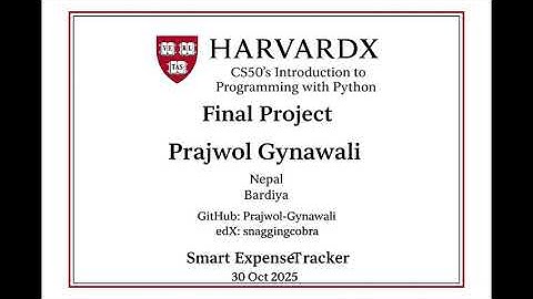 Smart Expense Tracker. CS50 INTRODUCTION to programming with python Final Project