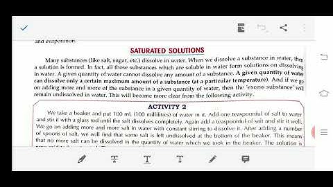 Science class 6 chapter 5 separation of substance about saturated solution