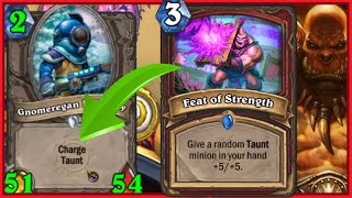 Feat of Strength OTK COMBO WARRIOR | Maximum Charging Gnome!!! | Hearthstone