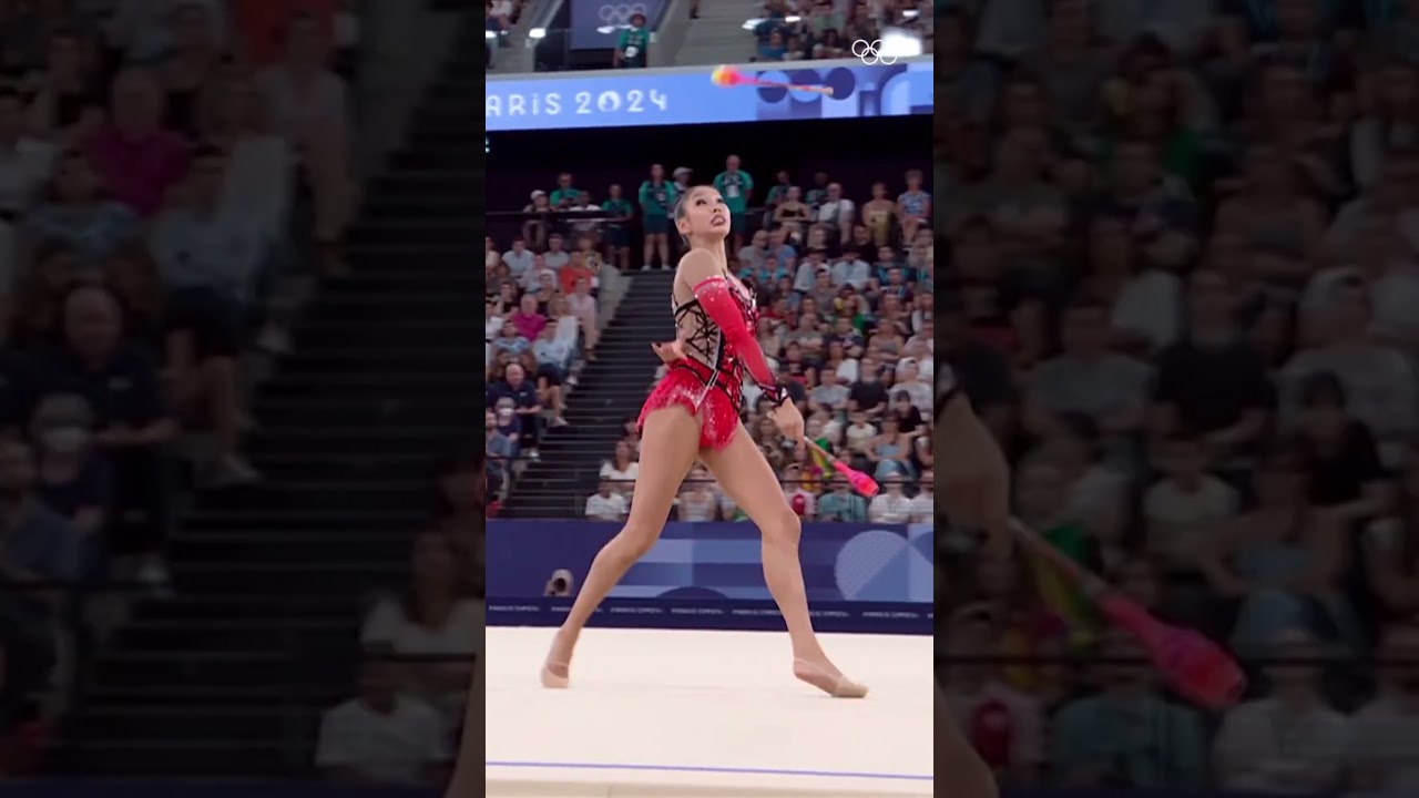 Elzhana Taniyeva took to the stage in the #RhythmicGymnastics individual all-around at #Paris2024!