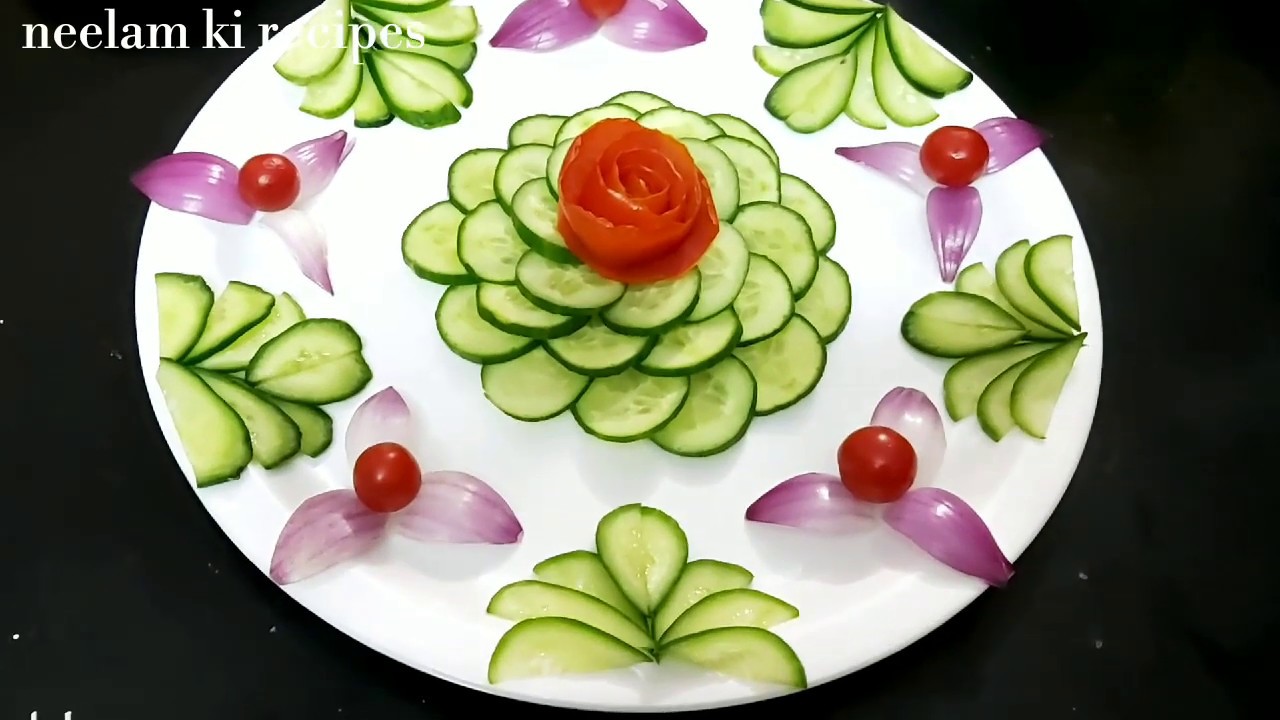 Cucumber and onion salad decoration ideas by neelam ki recipes ...