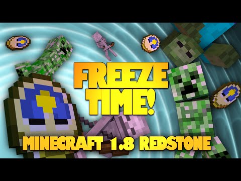 Minecraft Redstone  FREEZE TIME! Stop Mobs in MIDAIR! Minecraft 1.8 ( Minecraft Redstone Creations) 