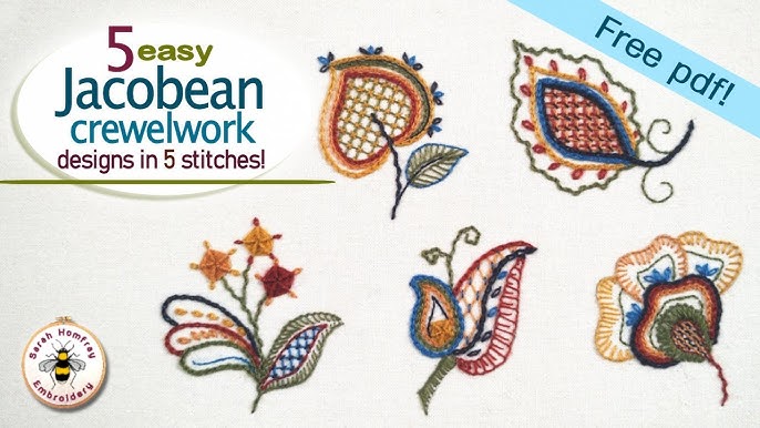 Beginner's Jacobean crewelwork embroidery tutorial using just 5 embroidery stitches +free design! - YouTube beginner-s-jacobean-crewelwork-embroidery-tutorial-using-just-5-embroidery-stitches-free-design-youtube