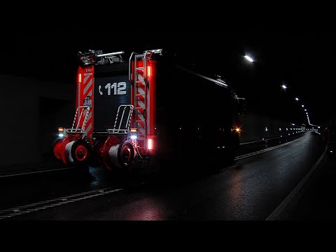 Einsatzübung im Scheibengipfeltunnel bei Reutlingen