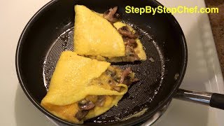 Easy Mushroom, Onion & Cheese Omelet Step By Step Chef