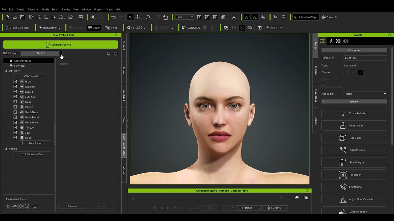 Face settings. ICLONE character creator 4.1