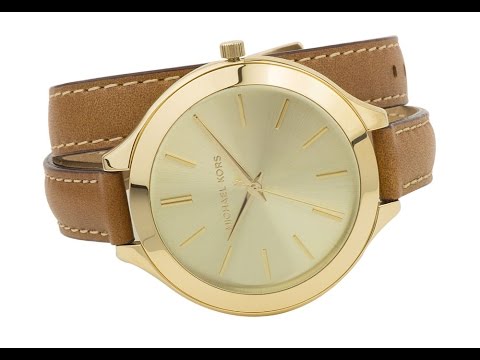 michael kors leather wrap watch