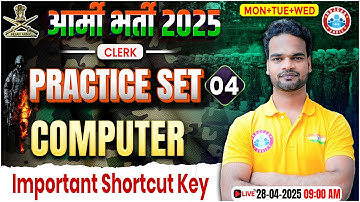 Army Clerk Computer Practice Set 2025 | Important Shortcut Key | Comp for Army Clerk By Shivam Sir