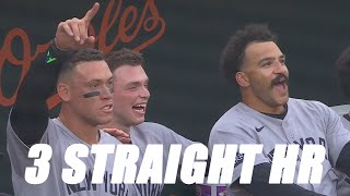 Yankees Score 5 in 1st vs Orioles with First 3 Batters Hitting Home Runs for 2nd Time This Season!
