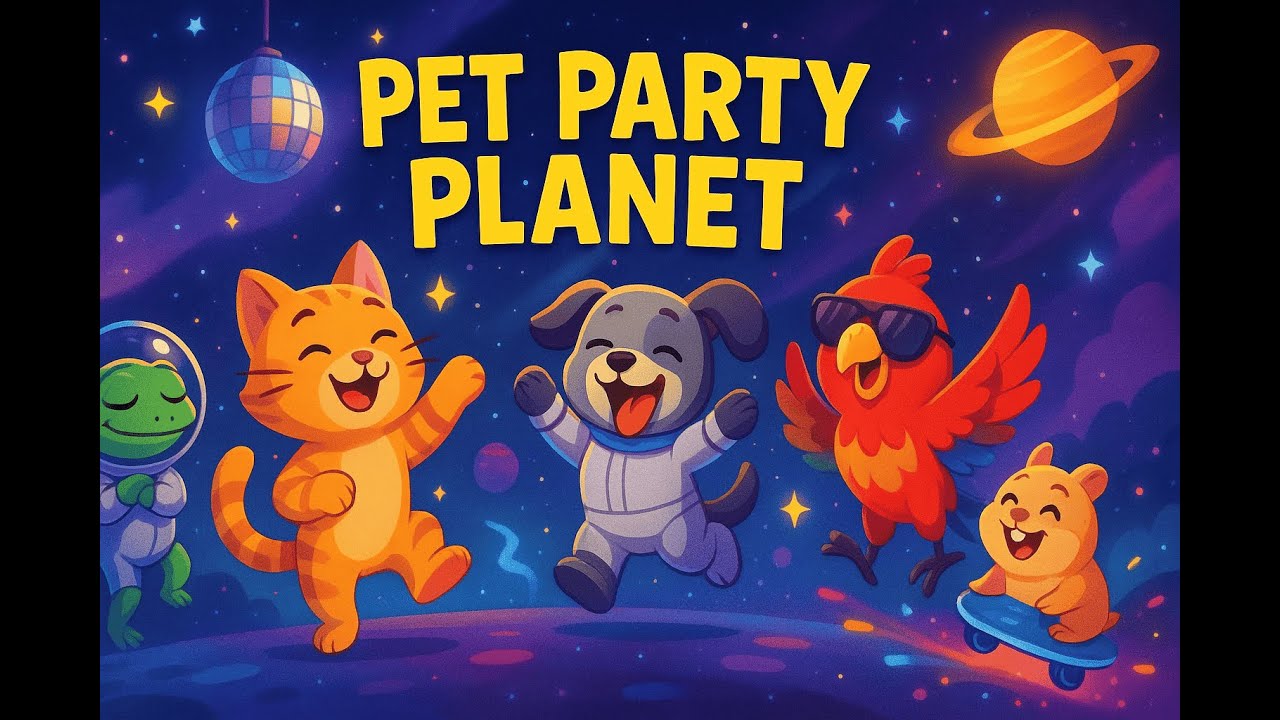 "Pet Party Planet 🌌✨ | Fun Animated Song for Kids | Cosmic Animal Dance Party!"