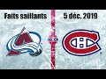 Avalanche vs canadiens  faits saillants  5 dc 2019