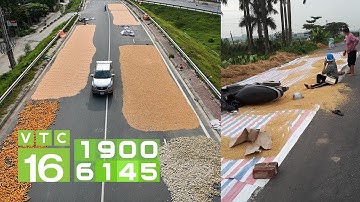 Bẫy tử thần từ những đống thóc, rơm rạ trên đường | VTC16