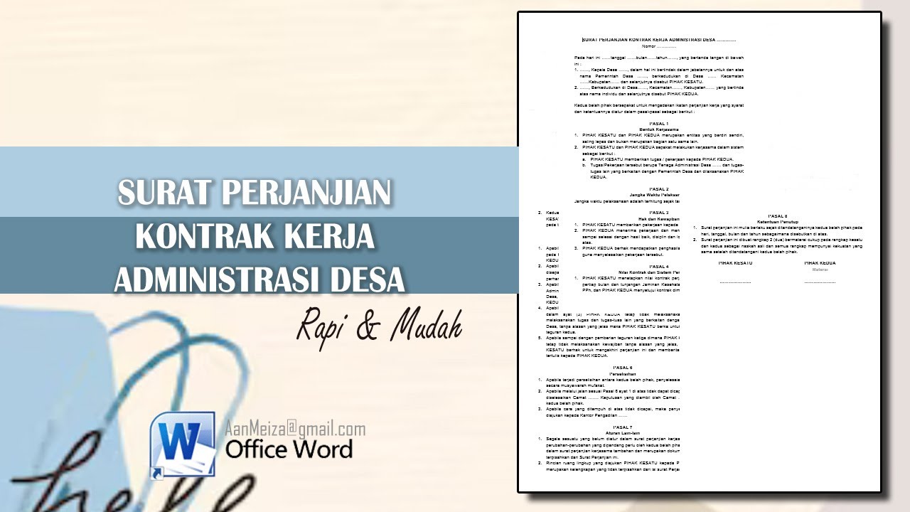 SURAT PERJANJIAN KONTRAK KERJA ADMINISTRASI DESA