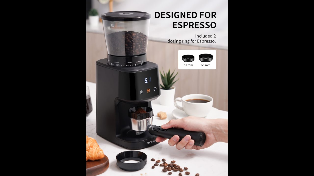 SHARDOR Coffee Grinder with Precision Electronic Timer, Conical Burr