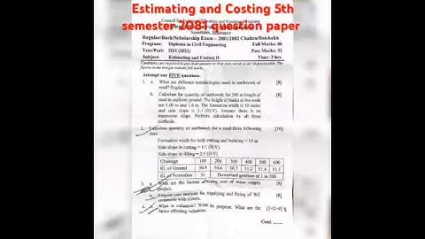 Estimating and Costing - ll 5th semester 2081 Question paper #ctevt #ytshorts #viralshorts #trnding