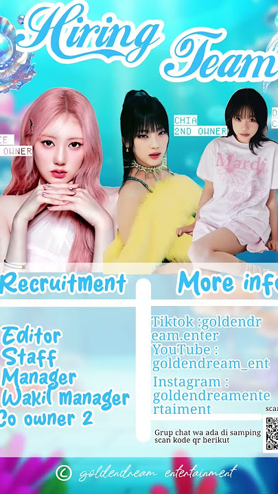 Hello this is GD entertainment, kita lagi hiring team nih yang minat boleh join lewat grup wa ya