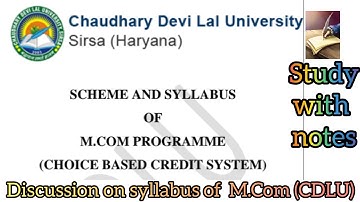 Syllabus of M.Com | Masters of commerce | Regular | CDLU | Chaudhary Devi Lal University , sirsa