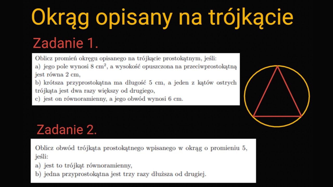 Okręgi Wpisane I Opisane Sprawdzian Okrąg opisany na trójkącie - zakres podstawowy - YouTube