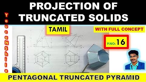 #Projectionofsolids | P.No 16 | Tamil | Hexagonal Truncated Pyramid Edge resting  | EG #Pravinkumar