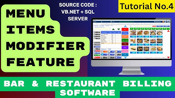 Menu Items Modifier Feature in Bar & Restaurant Billing Software, Tutorial No.4, SRC in VB.NET