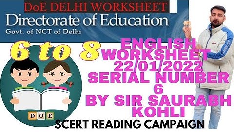 6 to 8 worksheet sno 6 English reading campaign date 22/01/2022 it