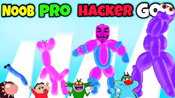NOOB vs PRO vs HACKER vs GOD In Balloon Pop Runner Game | Oggy, Jack, Shinchan || Daddy Gaming