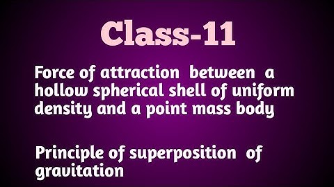 force of att.  b/w  a Hollow spherical shell of uni.  density &  pt. mass / gravitational principle