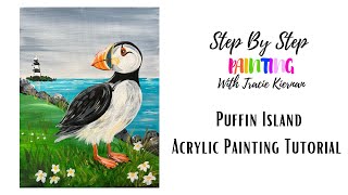 How To Paint A Puffin With Lighthouse - Acrylic Painting Tutorial