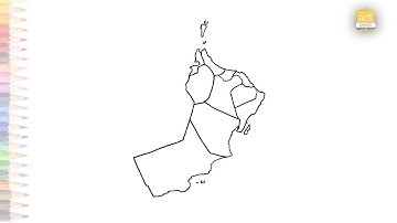 Oman Map outline | عمان خريطة مخطط الرسم | How to draw Oman Map  | Map drawing tutorials | #easy