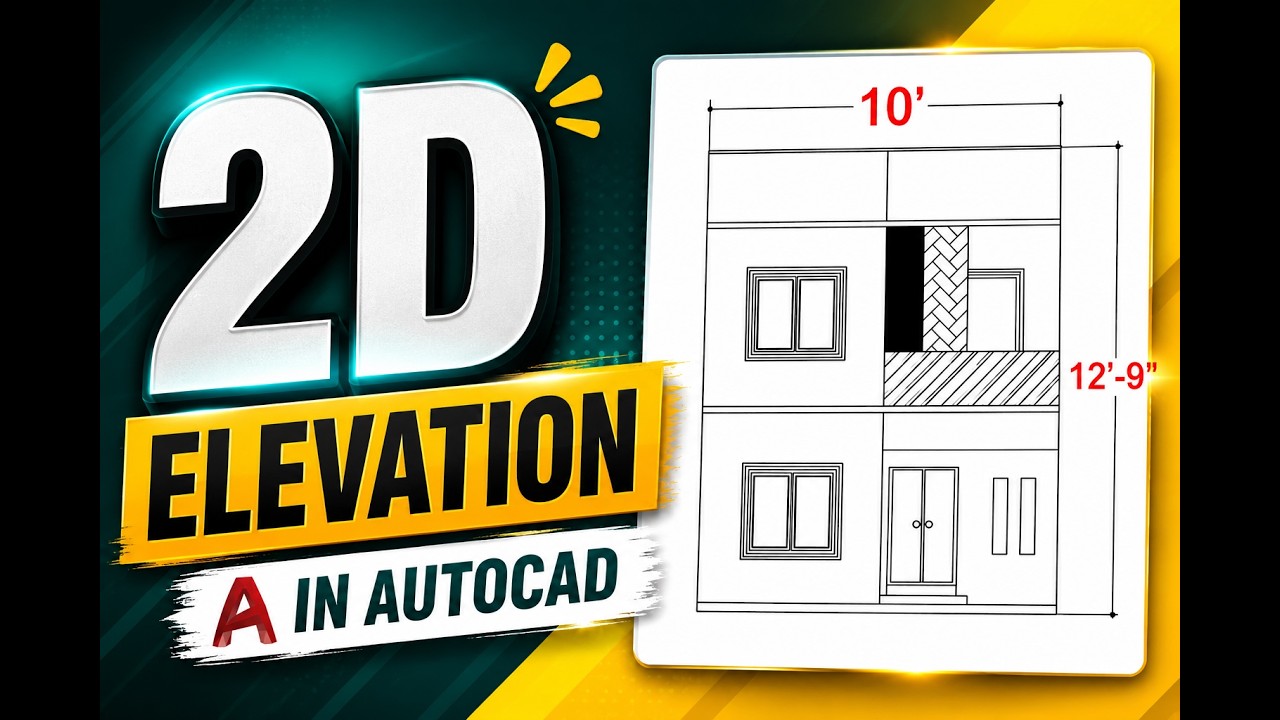 AutoCAD 2D Front Elevation Drawing Complete Step by Step | Beginner to ...