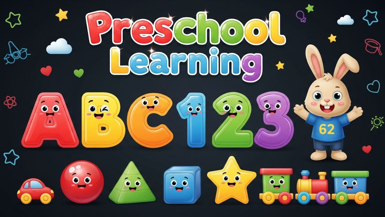 Preschool Learning 3 Year Old Activities : ABC Phonics, Color, Shapes, & Numbers!