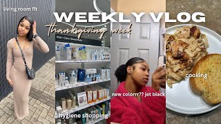 weekly vlog: Thanksgiving Week | dying my hair jet black, grwm, hygiene shopping, cooking