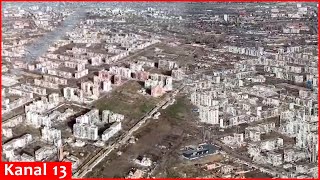 Terrible drone view of the city of Bakhmut destroyed by the Russian army