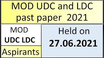 Ministry Of Defense LDC UDC Solved Paper 2021 | MOD UDC LDC Paper held on 27-06-2021 | UDC MOD 2021