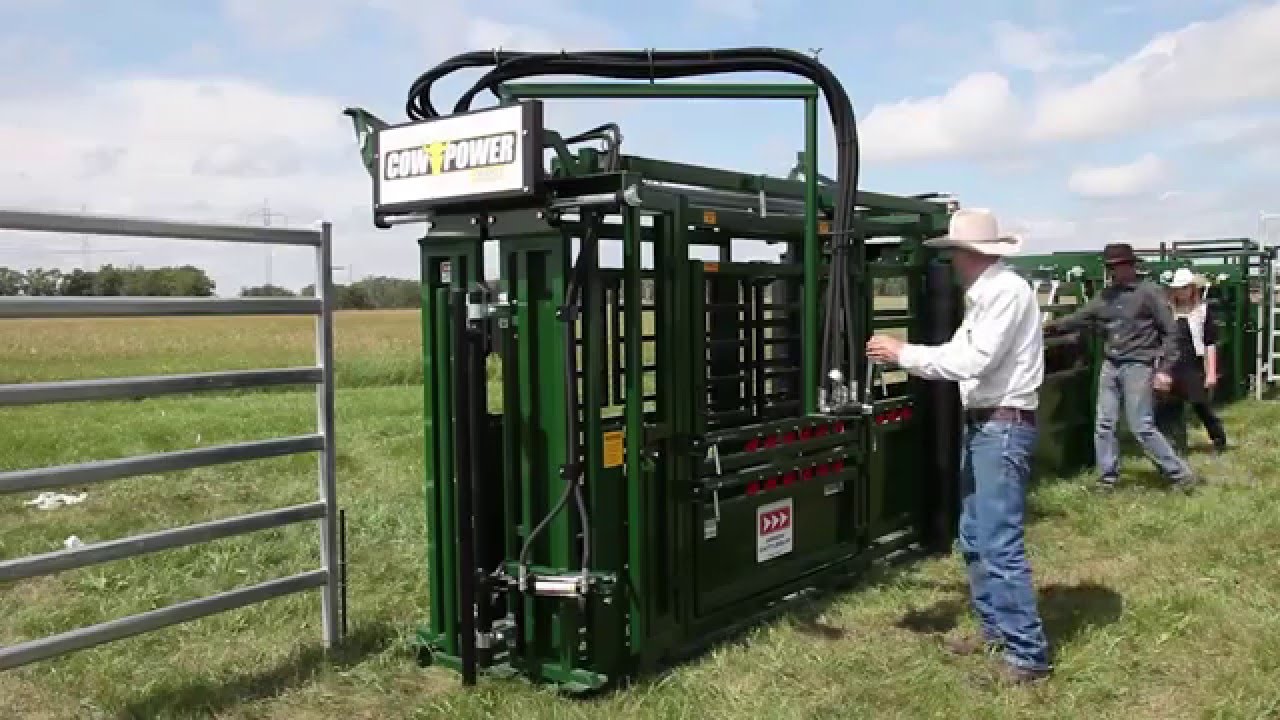 CowPower 1050 Hydraulic Cattle Squeeze Chute Arrowquip YouTube