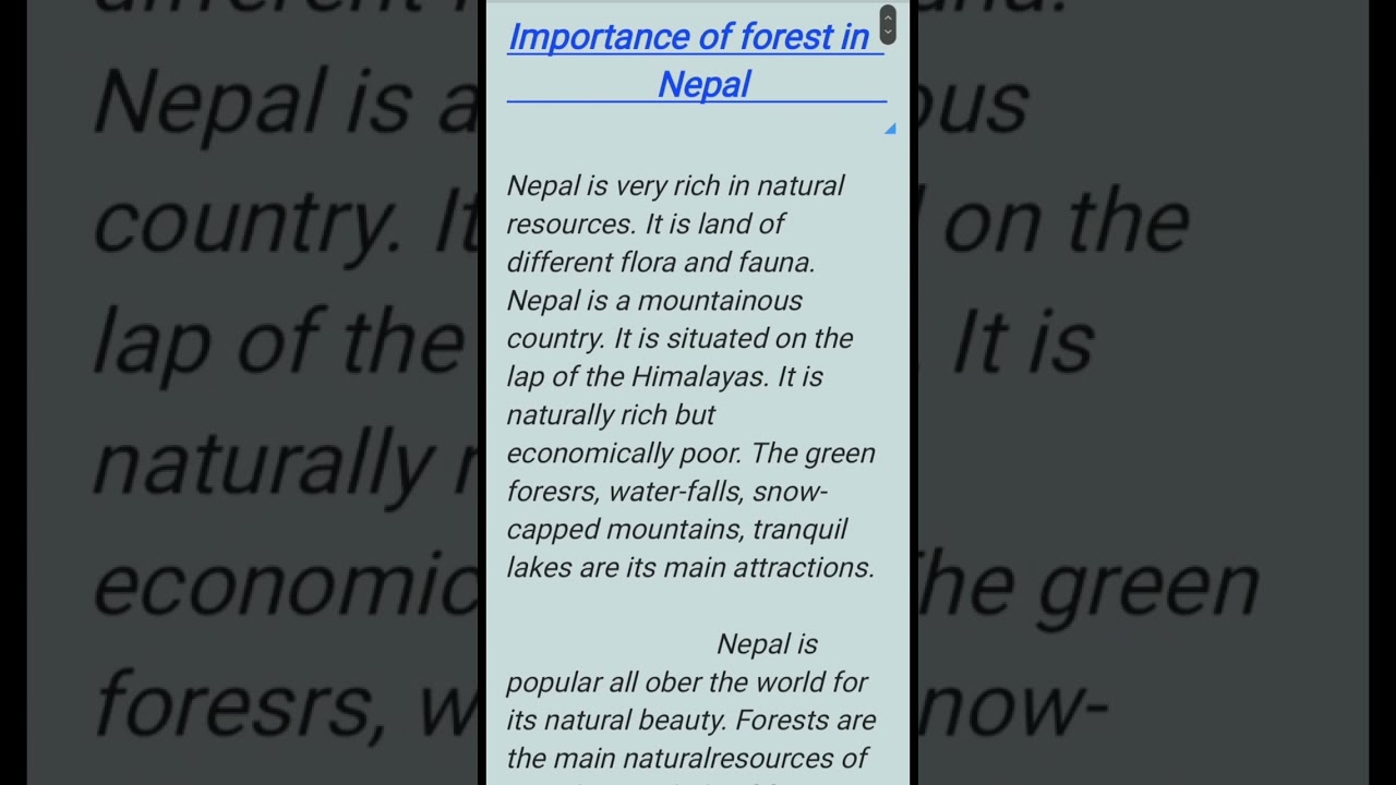 Essay about 'Importance of Forest in Nepal' 