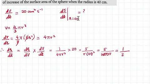 rate of increase in surface area with the increase in volume of a sphere