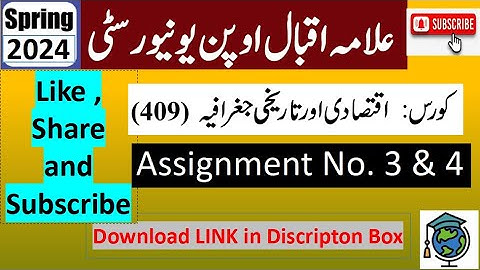 AIOU Code 409 Solved Assignment No.3 & 4 Spring 2024 || Subject: Commercial Geography ||  (BA/B.Com)