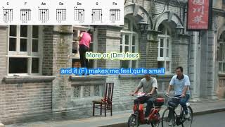 Nine Million Bicyles by Katie Melua play along with scrolling guitar chords and lyrics