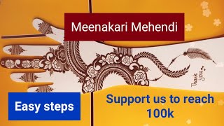 Simple full hand Henna design for wedding. Reverse style design or Meenakari style Henna. screenshot 1