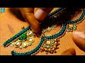 simple and elegant thread , bead work using normal needle stitch