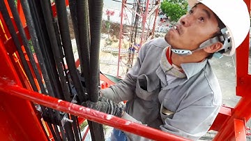 Kẹp cáp feeder trên trụ cao 60 mét -Nghề dân VNP | NamHai official