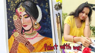 Beautiful girl painting in acrylic/ portrait painting/how to paint portrait of a girl