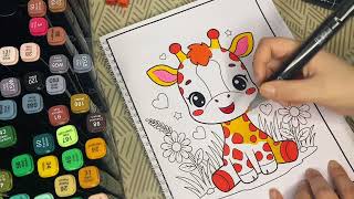  Coloring with me🦒 | Relaxing ASMR Coloring Sounds | No Talking screenshot 5