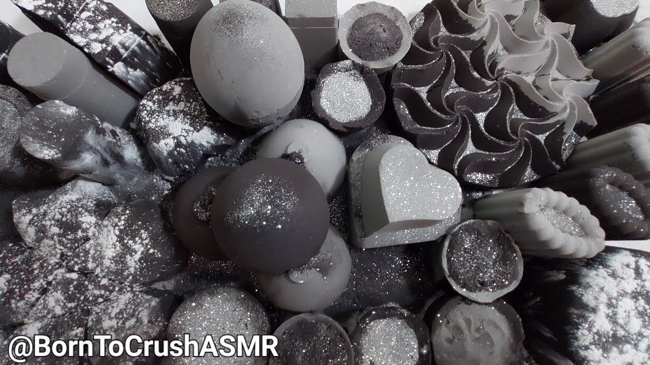 #DarkLovers Open Collab w/ @APowderyMess  | Black & Gray Baking Soda Crushing | Relaxing | ASMR |